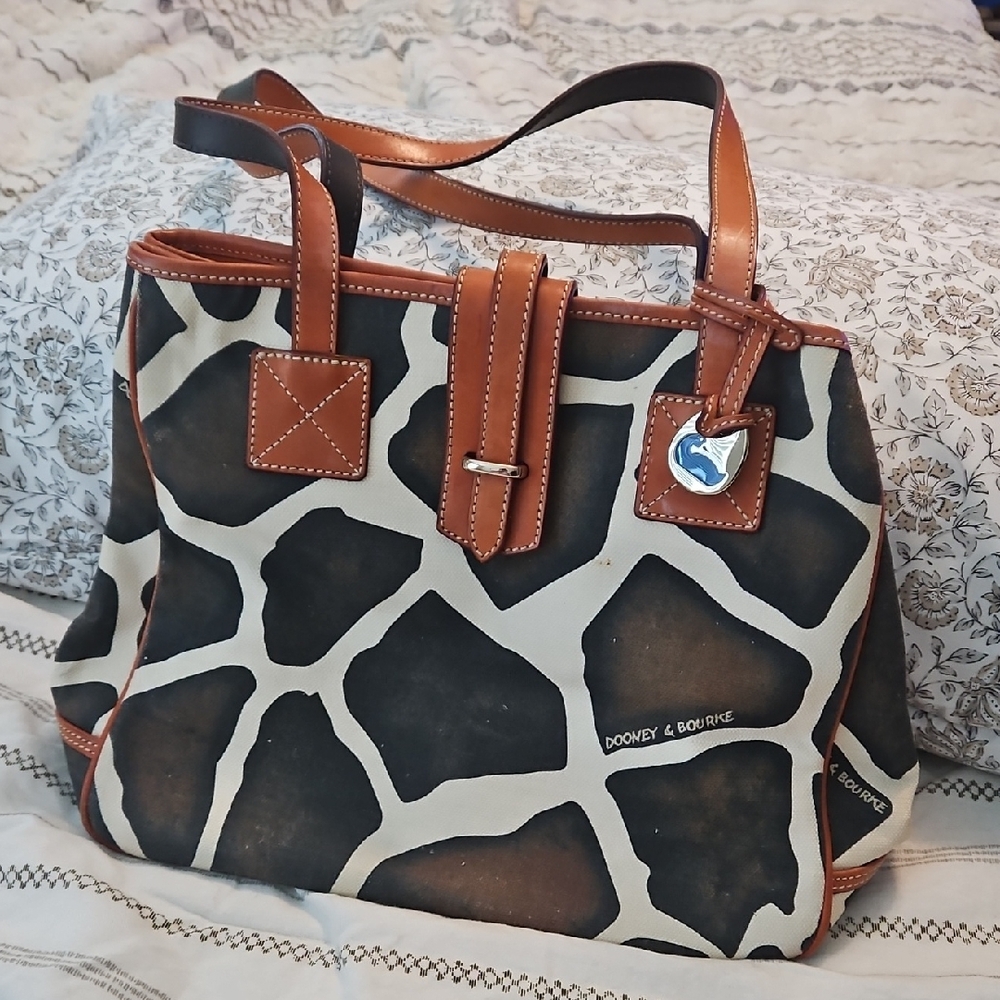 Dooney & Bourke Black and White Giraffe Print Tote